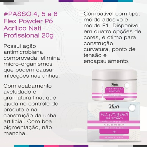 Pó Acrílico Para Alongamento De Unhas Nati Flex Powder