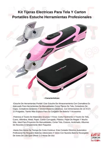 Tijeras eléctricas Pink Power con 2 cuchillas para manualidades de tela,  papel y cartón Inalámbricas de iones de litio NUEVAS -  México