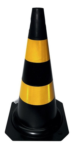 Cone Flexível 50cm Preto Com Faixa Refletiva Amarela Kteli