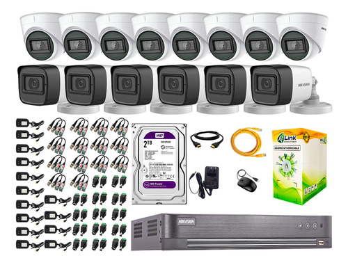 Cámaras De Seguridad Kit 14 Hikvision 5mp | 06 Camaras Audio