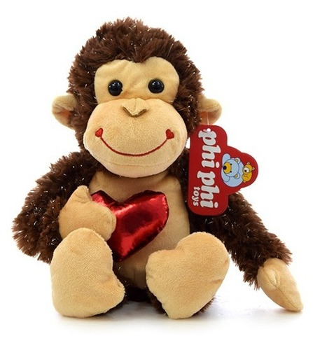 Peluche Mono Con Corazón Metalizado 23cm - Orig Phi Phi Toys