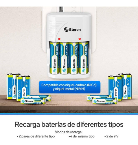 Cargador De Pilas Para Aa/aaa/9v Bateria Recargables 4 Pilas