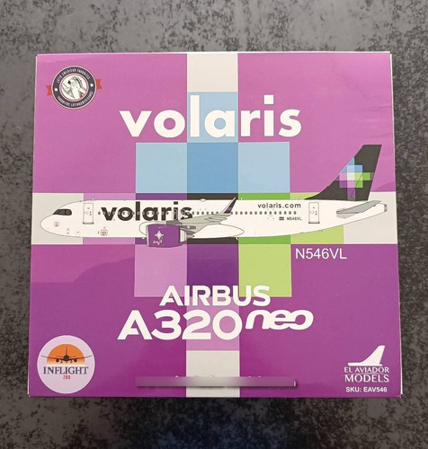 A320neo Volaris El Salvador Escala 1:200 Blanco, Motores Guindas (Usado)