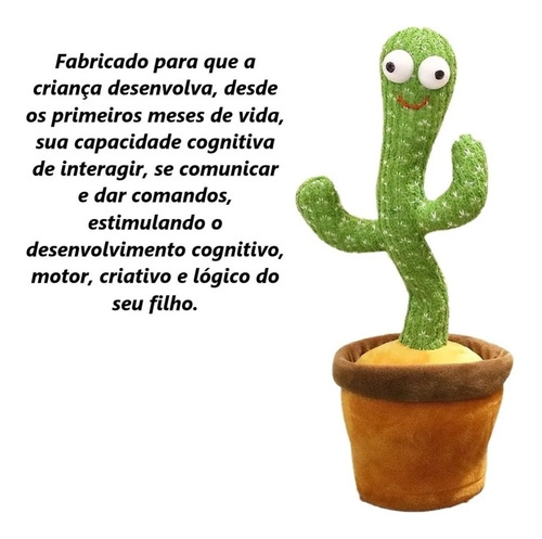 Imagem 4 de 7 de Cacto Falante Repete Voz Toca Música Dança Brinquedo Pelucia