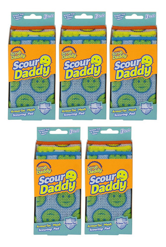 Scour Daddy 5 Cajas De 3 Esponjas C/u Fibra+esponja