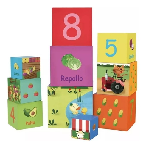 10 Cubos Apilables - Modelo Vegetales - Classic World -