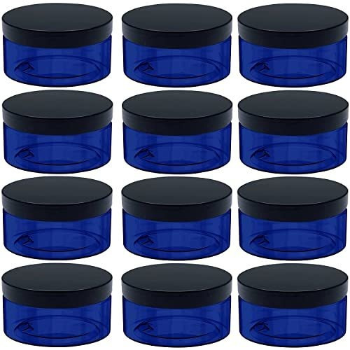 Tarros Cosméticos De Plástico Azul, 5 Oz, Boca Ancha, Con