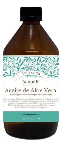 Aceite De Aloe Vera Para Masajes Hidratante Corporal 500 Ml