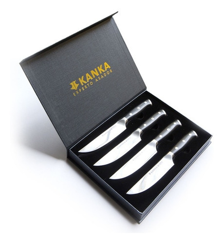 Kanka - Set 4 Cuchillos Premium Para Carne En Caja De Color Negro
