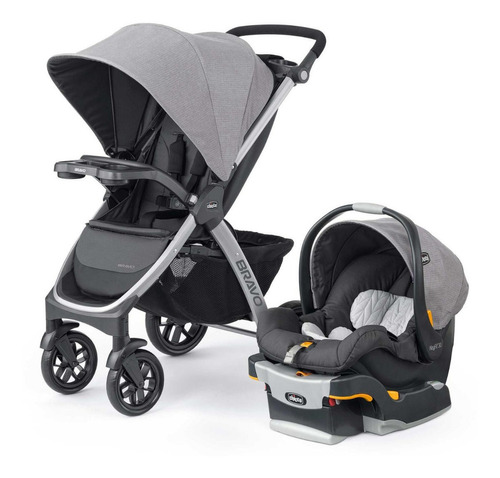 Carriola de paseo Chicco Bravo Trio travel system Camden gris con chasis color plateado