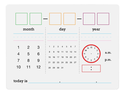 Tabla Borrado Seco Calendario Practica Escritura Fecha Ayuda