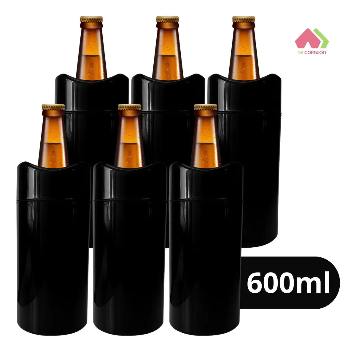 Camisinha para Cerveja 600ml Proteção Térmica Com Isopor Kit 6 Unidades Preto