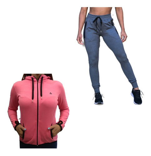 Conjunto Deportivo! Campera Algodon Mujer+ Pantalon Lycra Gs