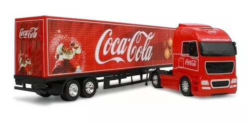 Caminhão Truck Baú Coca Cola Madeira E Plastico Brinquedo 26x70cm