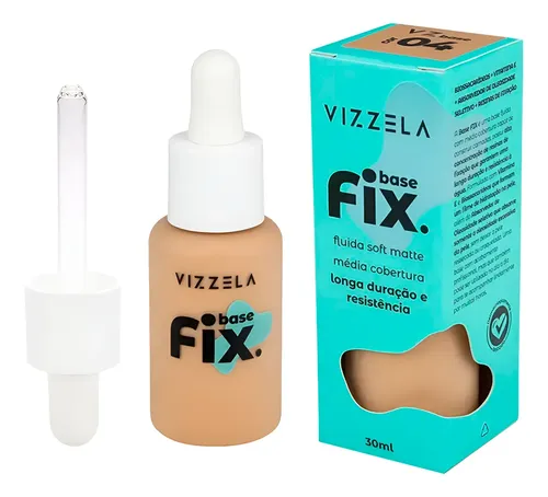 Base Líquida Fix Média Cobertura Tom 04 30ml Vizzela