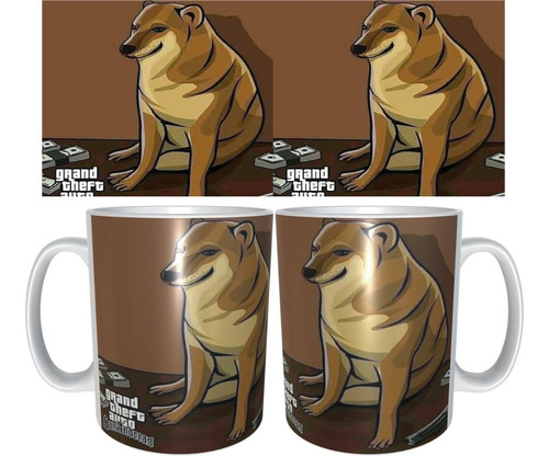 Taza Grande Perro Cheems Grantheftauto Meme Gta   443ml