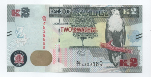 Billete Zambia 2 Kwacha 2018