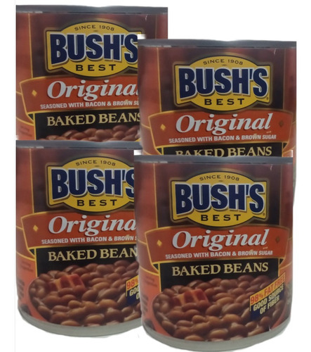 4x Bush's Original Baked Beans Sasoned Bacon & Brown Sugar