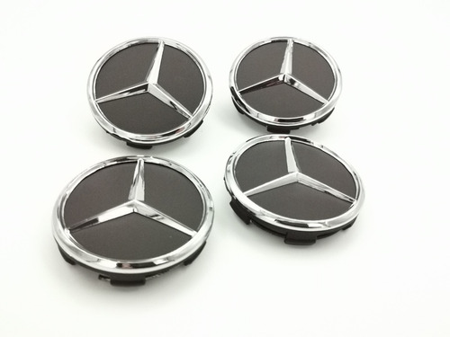 4 Tapas Para Rin Mercedes Benz 60mm Black Matte