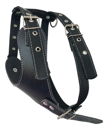 Pechera De Nylon Ajustable Para Perro Mediano Negro M Liso