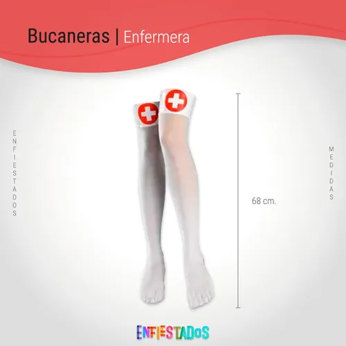 Medias Bucaneras Enfermera Largas Lisas Disfraz Cotillon