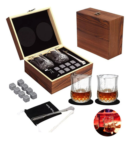 Juego 15 Piezas Regalo Piedra Para Whisky Vasos De Cristal