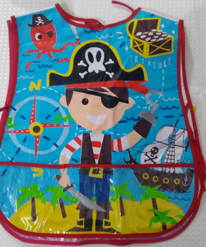 Bata Mandil Infantil De Hule Para Niño Diseño Pirata
