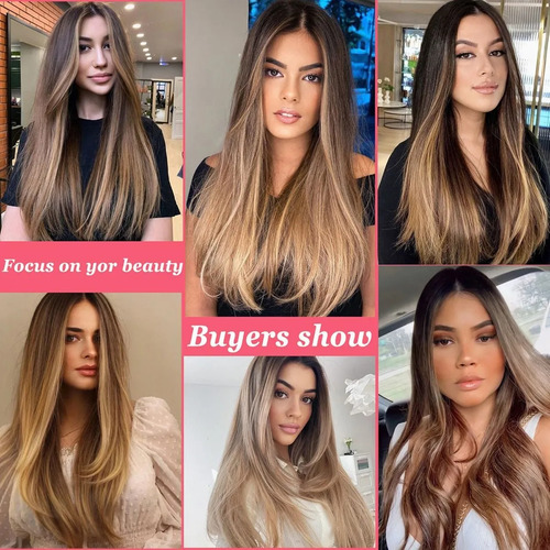 Extensiones De Cabello Con Clip, 7 Piezas, Cabeza Completa, Marrón Oscuro