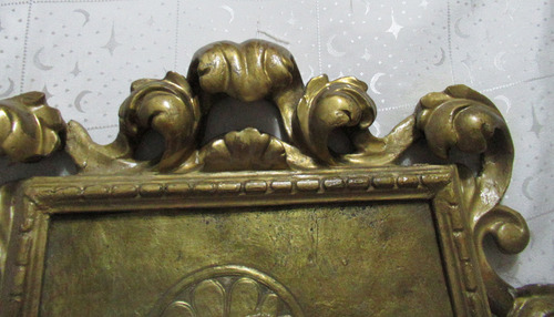 Cuadro Bronce Cera Perdida Virgen Jesús Marco Madera (15490 Dorado Oscuro Dorado Oscuro (Usado)