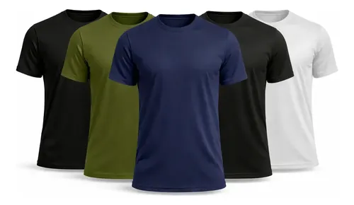 Kit 5 Camisetas Dry Fit Lisa Academia Treino Esporte