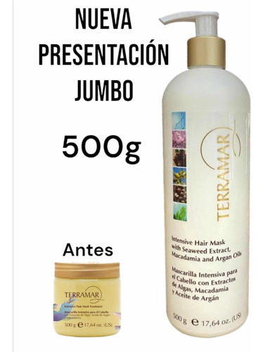 Mascarilla Intensiva Capilar Terramar Jumbo 500gramos+regalo