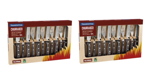 Faqueiro Para Churrasco Tramontina Inox Polywood 24 Peças