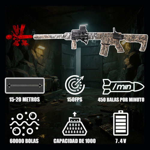 Pistola Automática De Hidrogel M416 Realista Juguete Rifle Negro