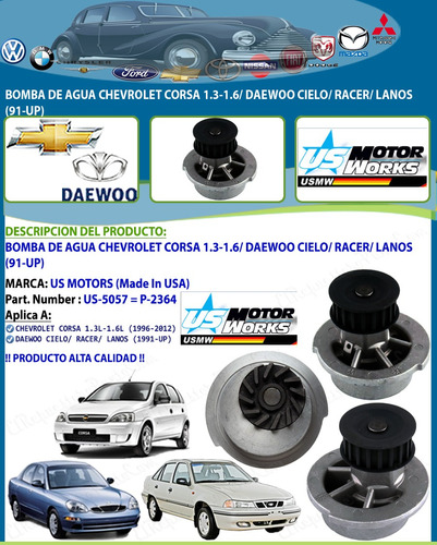 Bomba De Agua Chev. Corsa 1.3-1.6 Daewoo Cielo Lanos Racer