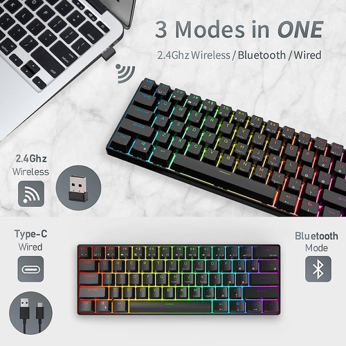 Teclado Mecánico Rk Royal Kludge, Inalámbrico, Rgb, 60 %