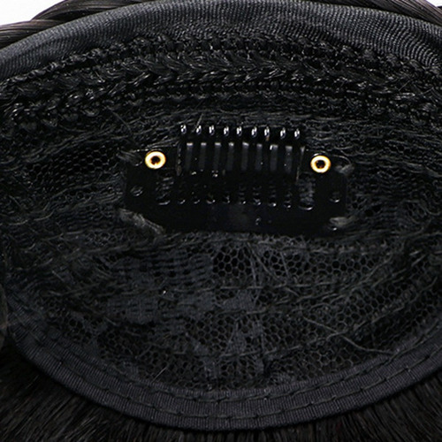 Diadema Trenzada Negra Natural Con Flequillo De Pelo Real