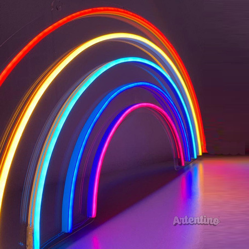 Imagen 2 de 9 de Cartel Neon Led Lampara Luz Arcoiris App Bluetooth Efectos