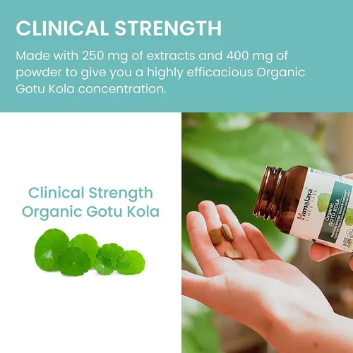 Himalaya Orgánica Gotu Kola, Refuerzo Cerebral Para Memoria Y Enfoque, Sin Omg, Vegano, Sin Gluten, 650 Mg, 90 Cápsulas