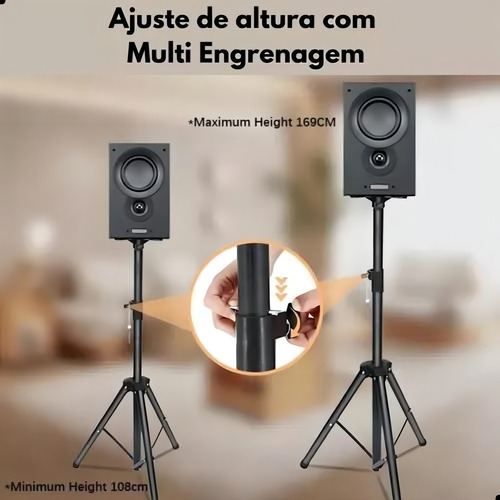 Soporte de altavoz Bertô Passive Active con pedestal, 40 kg, altura ajustable, acero reforzado, antideslizante