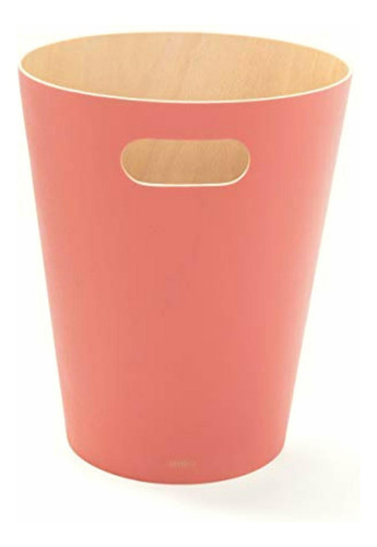 Umbra Woodrow, 2 Gallon Modern Wooden Trash Can Wastebasket Color Rosado Coral