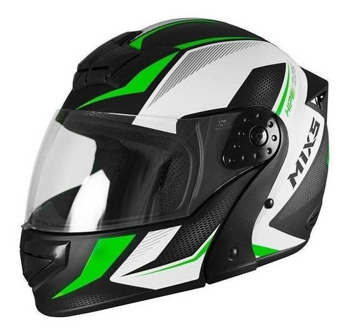 Capacete para moto  escamoteável Mixs Escamoteável  Gladiator MCAP-498RS  verde neo fosco tamanho 62 