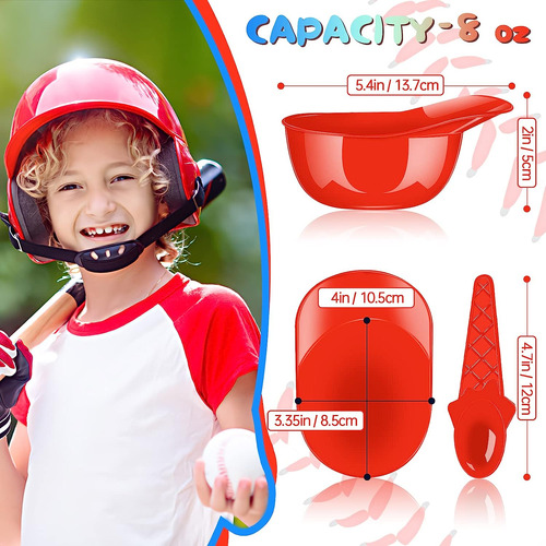 Fjzz - Juego De 48 Cuencos De Helado Con Casco De Beisbol...