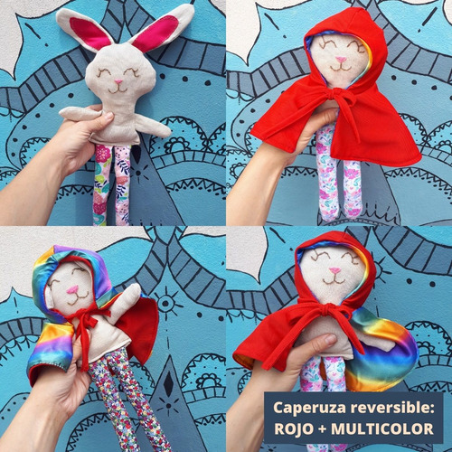 Imagen 5 de 9 de Kit Caperucita: Muñeca De Tela+ Caperuza + Cuento+ Bolsa