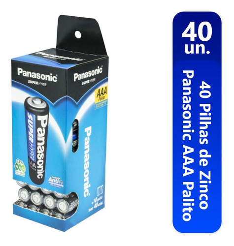 Pilha Comum Panasonic Aaa Palito Caixa40 Pcs Blister Com 4