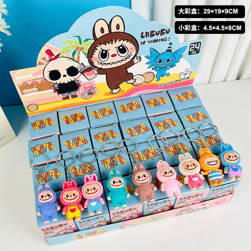 Llaveros 12 Pzs Labubu Sorpresa Mini Macaron Monster Vinilo 12pzs