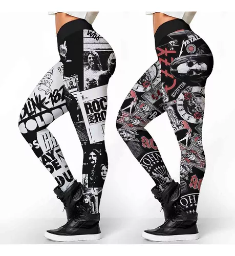 Kit 2 Legging Estampada Rock Roqueira Guns And Roses