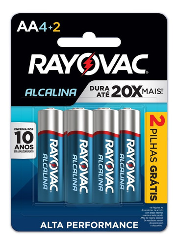 Pilha Alcalina Aa Rayovac Bateria 2a Pequena 24 Unidades