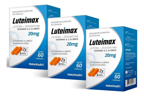 Luteimax Luteína & Zeaxantina 3 Un - 60 Cápsulas - Maxinutri