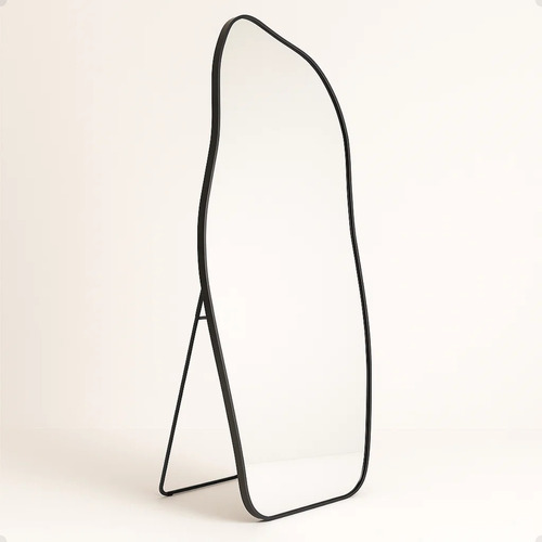 Espelho Orgânico 170x70cm Suporte Chão Moldura Alumínio Luxo