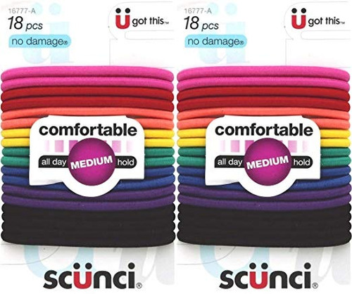 Scunci Sin Daños Elástico Del Pelo, Colores Surtidos 18 Ea (